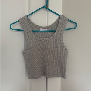 Pink Lily Gray Ribbed Crop Tank Top